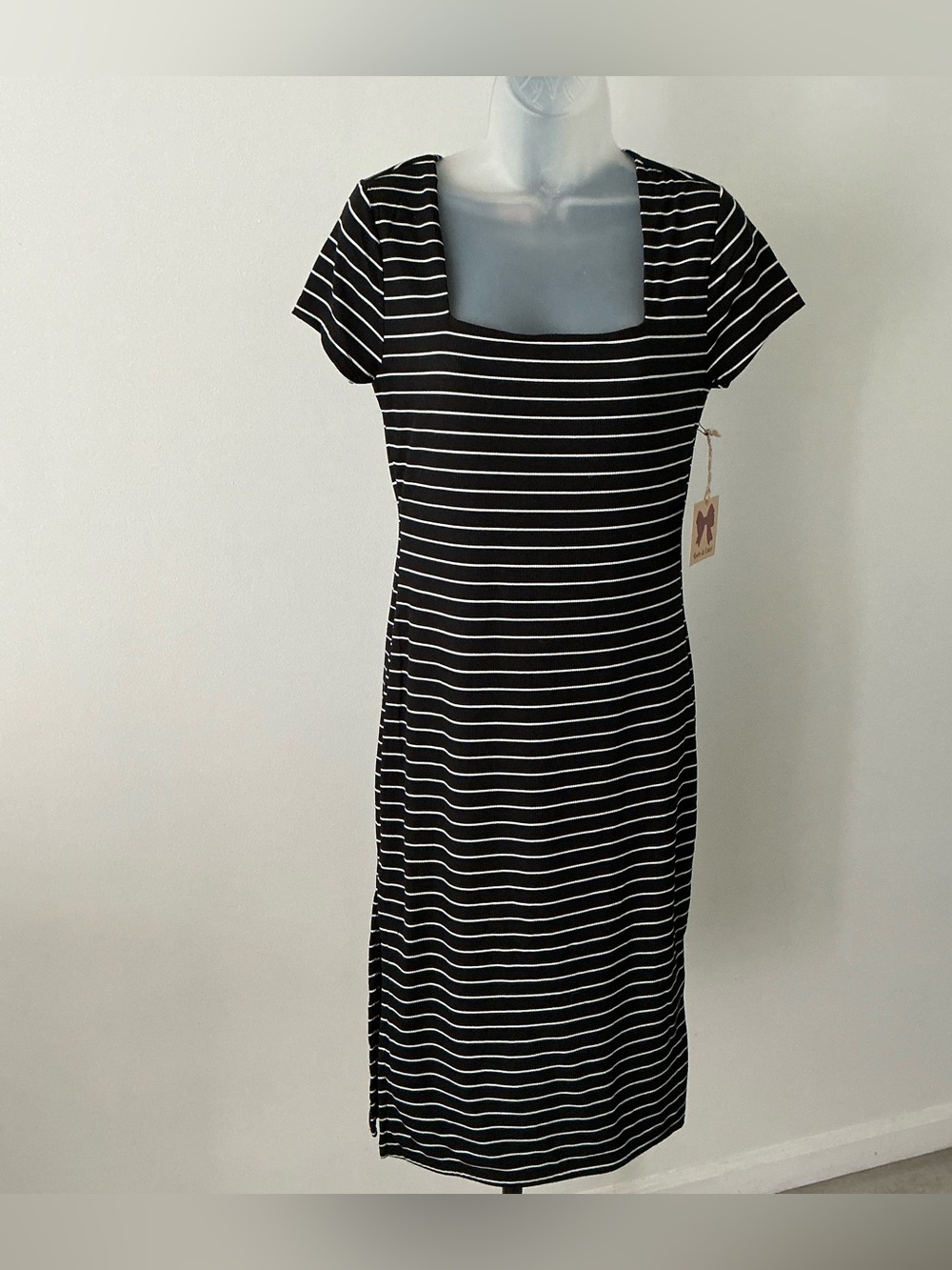 Ruby & Lace Women’s Striped Ribbed Midi Dress – Large – NWT